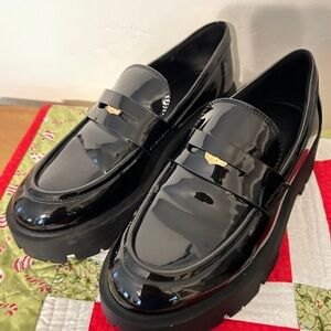 Zara Black Patent Penny Loafers